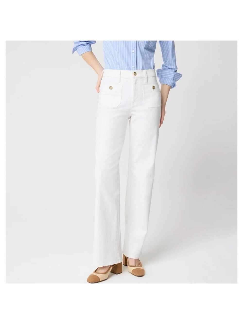 NWT J.Crew Factory Tall Slim Wide-Leg Sailor Jean 25T White High Rise Coastal